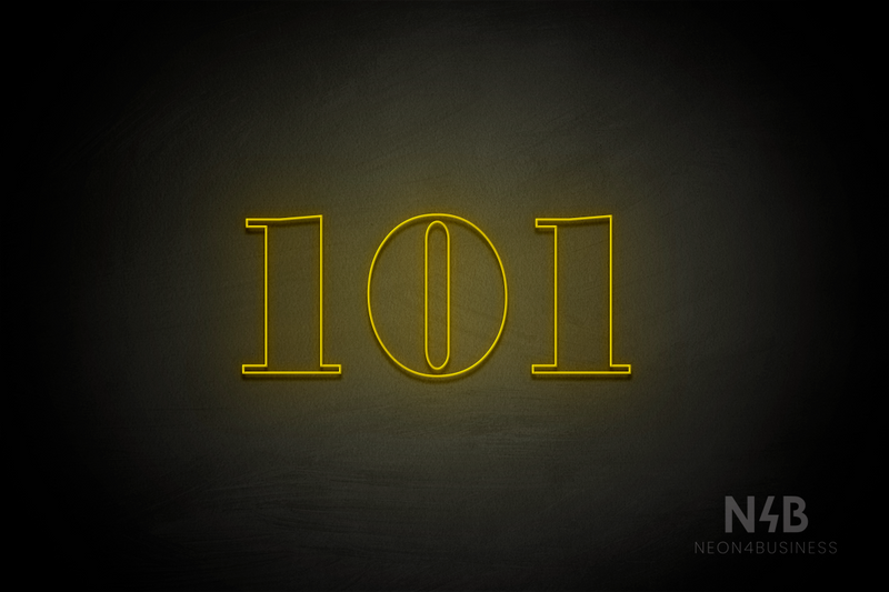 Number "101" (Bodoni Libre font) - LED neon sign