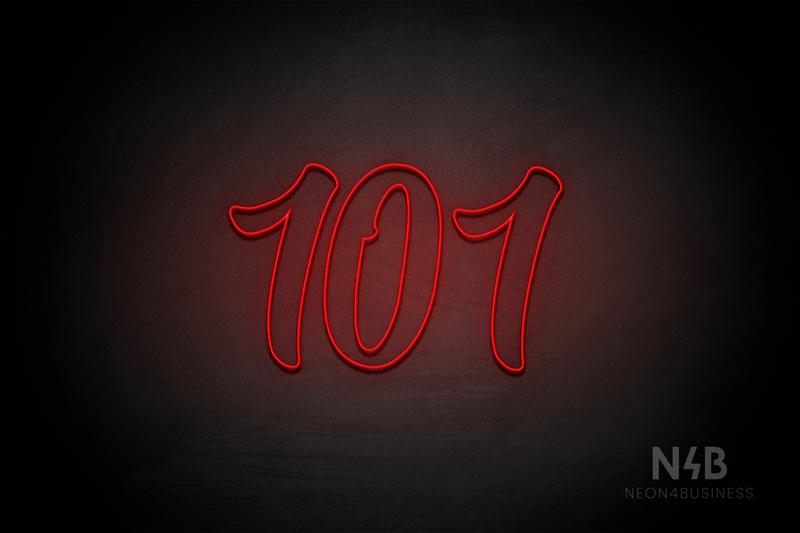 Number "101" (Charming font) - LED neon sign