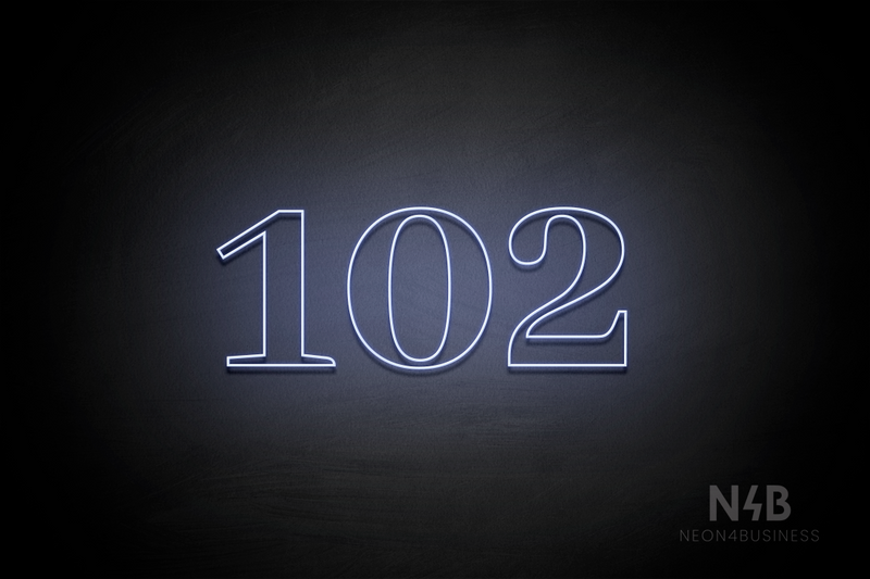 Number "102" (World font) - LED neon sign