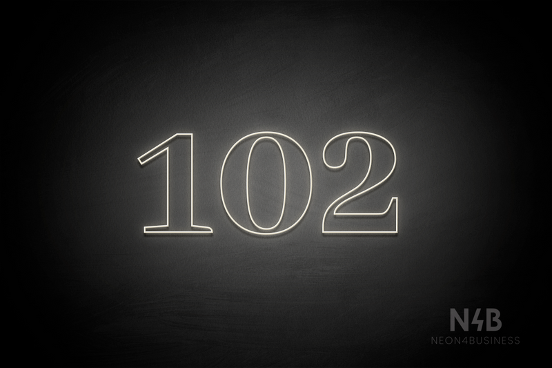 Number "102" (World font) - LED neon sign