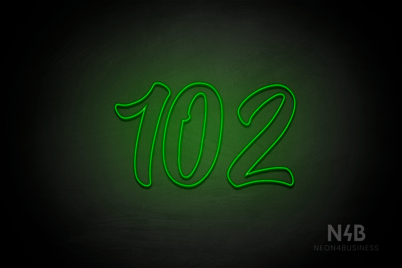 Number "102" (Charming font) - LED neon sign