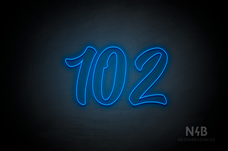 Number "102" (Charming font) - LED neon sign