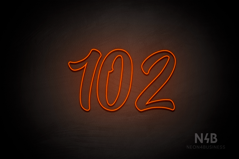 Number "102" (Charming font) - LED neon sign