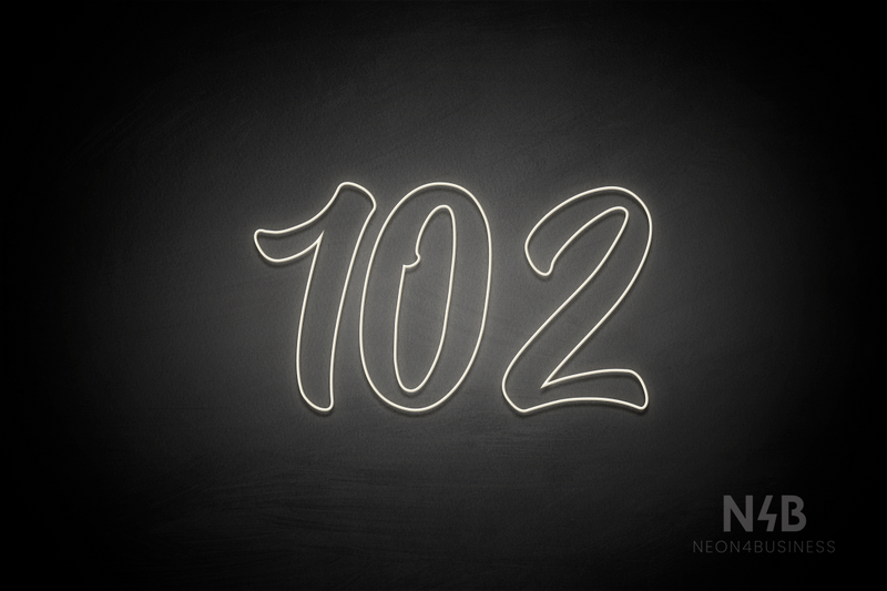 Number "102" (Charming font) - LED neon sign