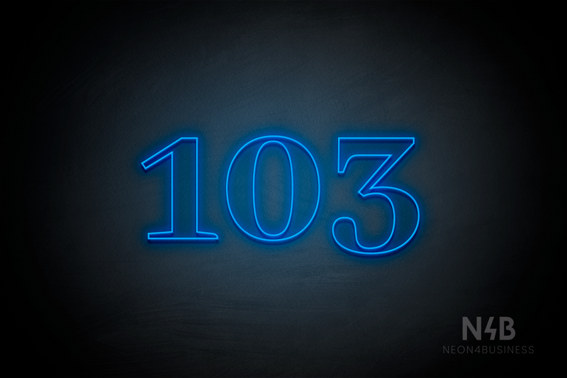 Number "103" (World font) - LED neon sign
