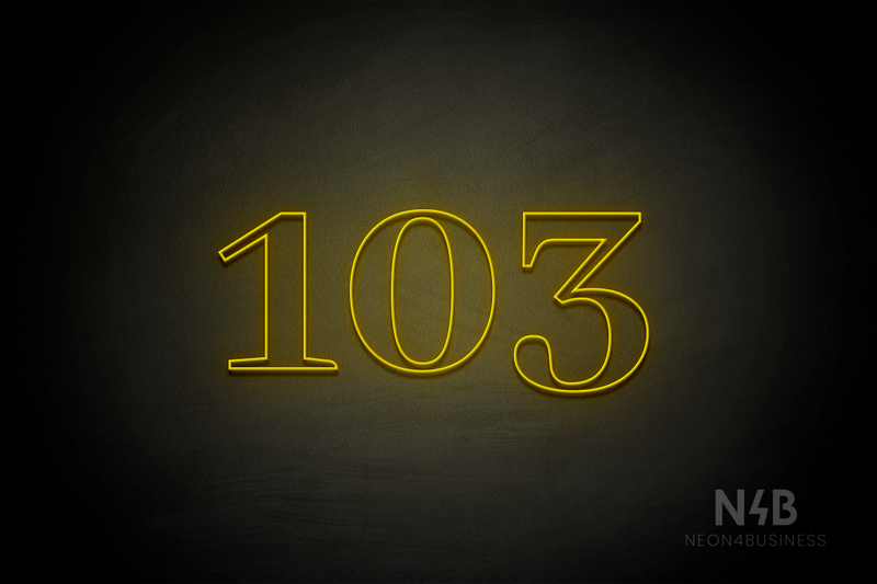 Number "103" (World font) - LED neon sign