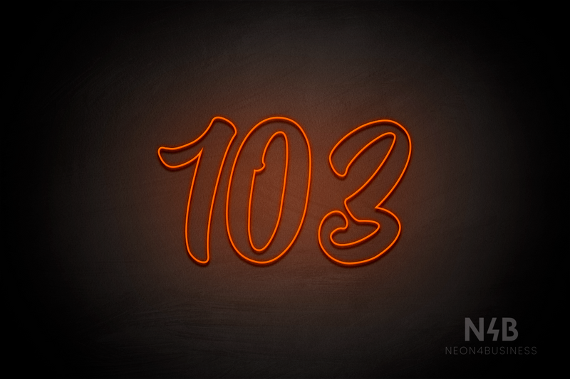 Number "103" (Charming font) - LED neon sign