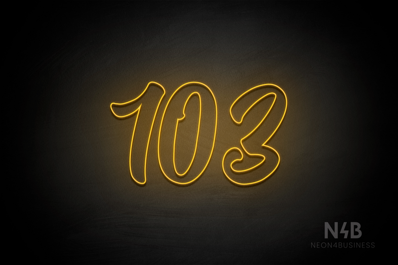 Number "103" (Charming font) - LED neon sign