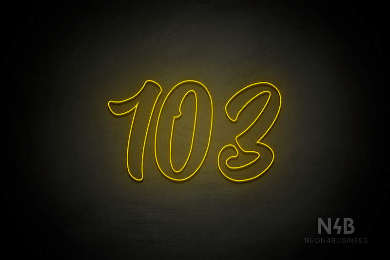 Number "103" (Charming font) - LED neon sign