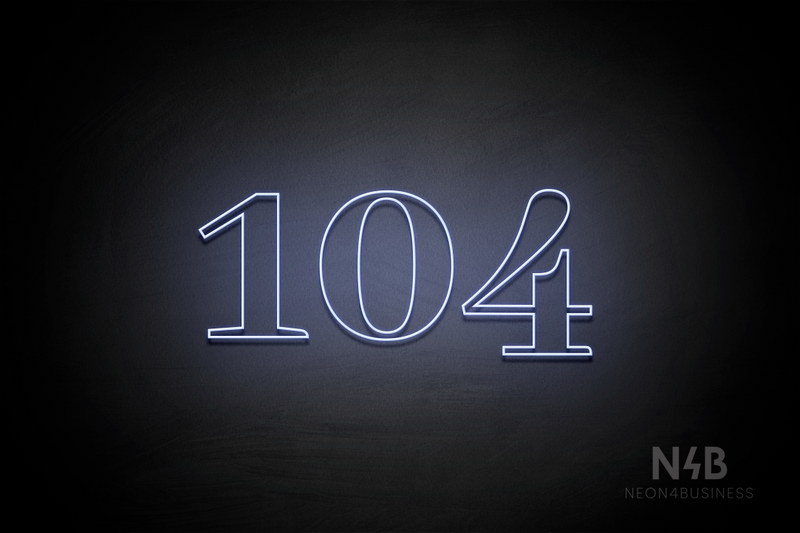 Number "104" (World font) - LED neon sign