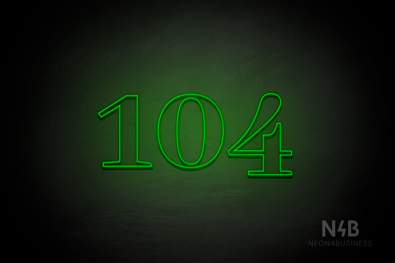 Number "104" (World font) - LED neon sign