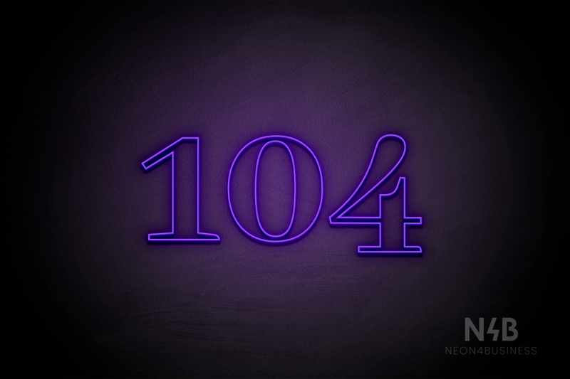 Number "104" (World font) - LED neon sign