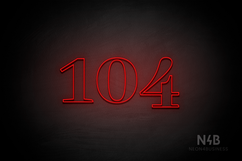 Number "104" (World font) - LED neon sign