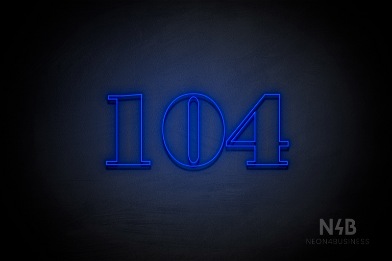 Number "104" (Bodoni Libre font) - LED neon sign