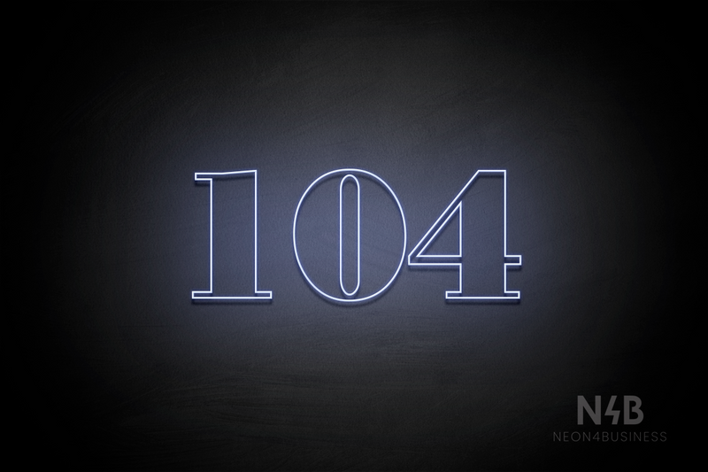 Number "104" (Bodoni Libre font) - LED neon sign
