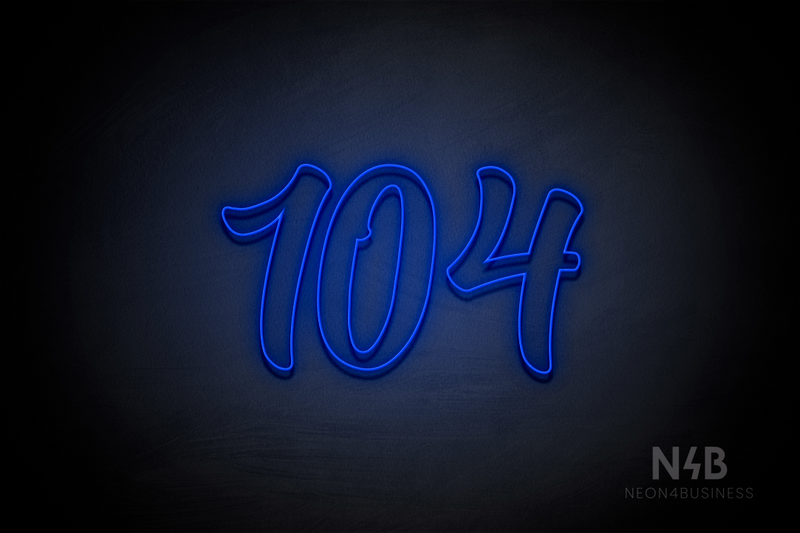 Number "104" (Charming font) - LED neon sign