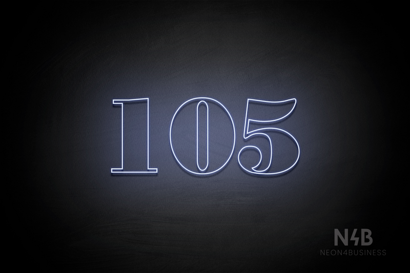 Number "105" (Bodoni Libre font) - LED neon sign