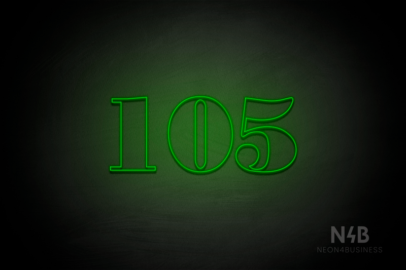 Number "105" (Bodoni Libre font) - LED neon sign