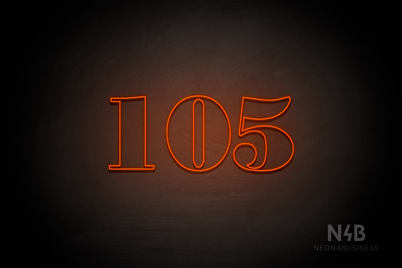 Number "105" (Bodoni Libre font) - LED neon sign