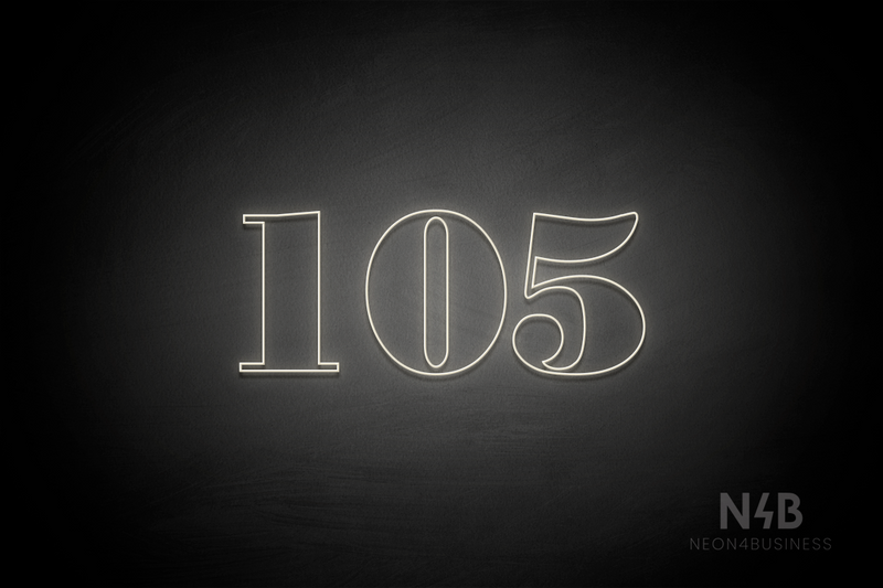 Number "105" (Bodoni Libre font) - LED neon sign