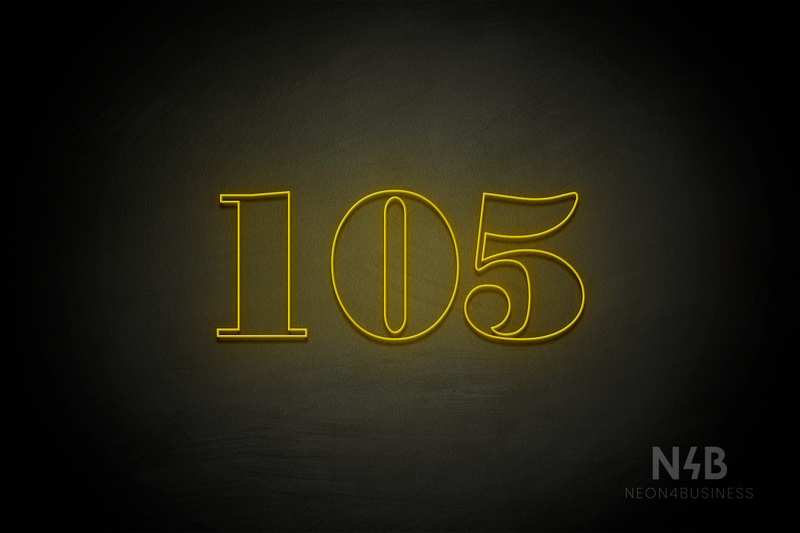 Number "105" (Bodoni Libre font) - LED neon sign