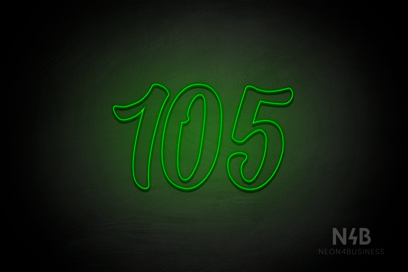 Number "105" (Charming font) - LED neon sign