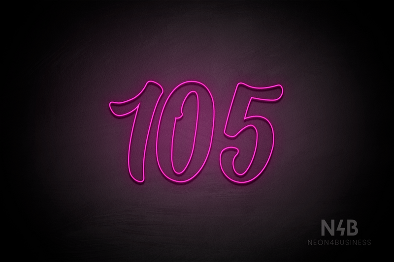 Number "105" (Charming font) - LED neon sign