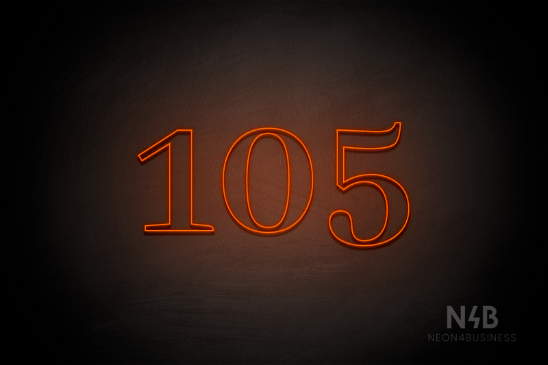 Number "105" (World font) - LED neon sign