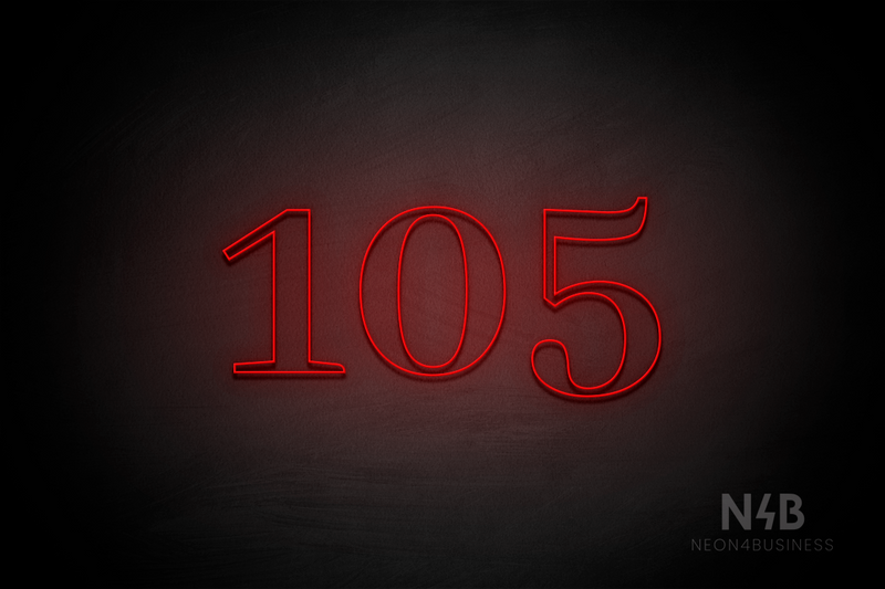 Number "105" (World font) - LED neon sign