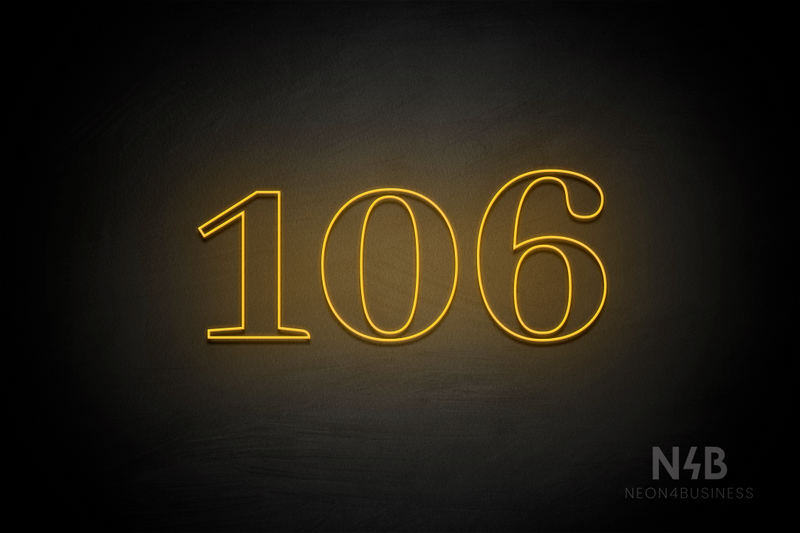 Number "106" (World font) - LED neon sign