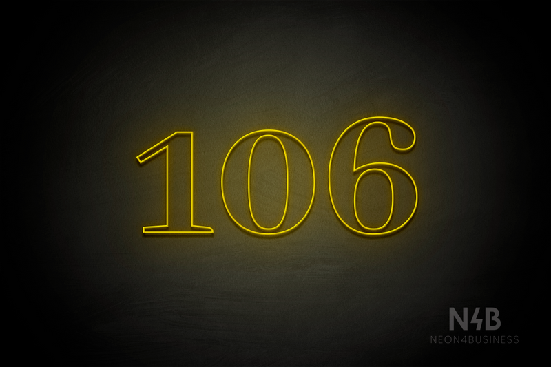 Number "106" (World font) - LED neon sign