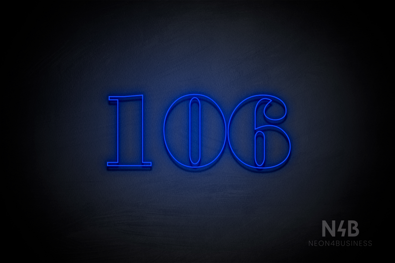 Number "106" (Bodoni Libre font) - LED neon sign