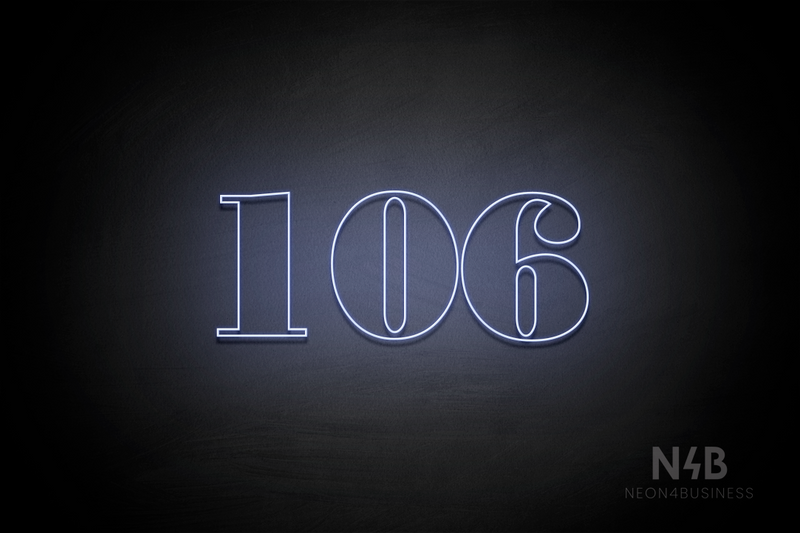 Number "106" (Bodoni Libre font) - LED neon sign