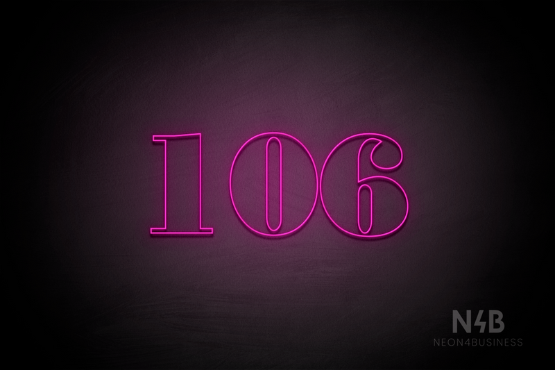 Number "106" (Bodoni Libre font) - LED neon sign