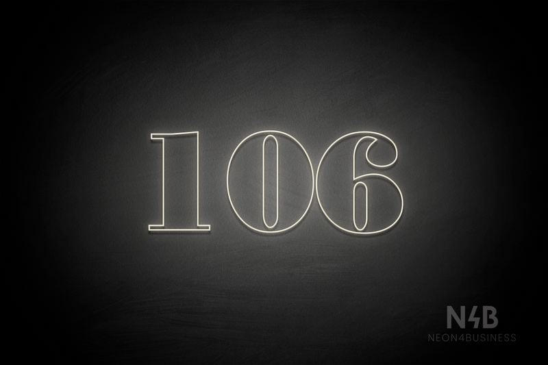 Number "106" (Bodoni Libre font) - LED neon sign