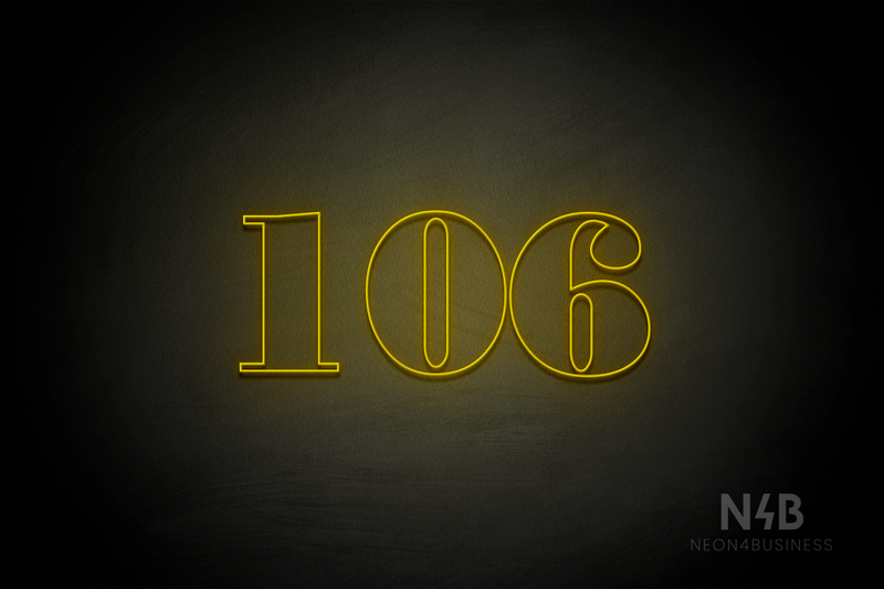 Number "106" (Bodoni Libre font) - LED neon sign