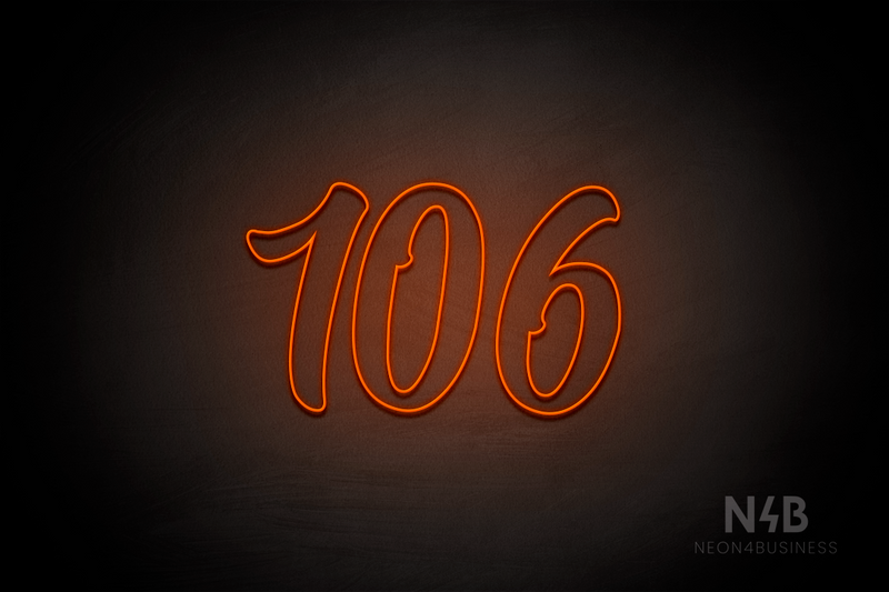 Number "106" (Charming font) - LED neon sign