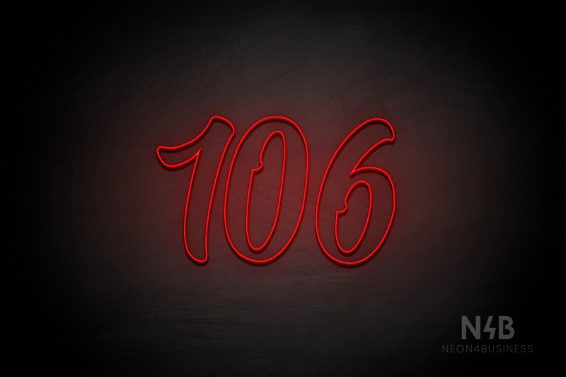 Number "106" (Charming font) - LED neon sign
