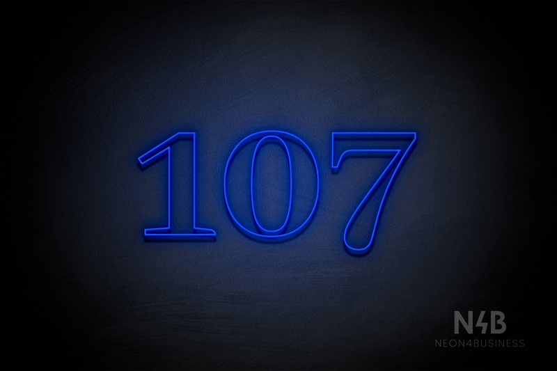 Number "107" (World font) - LED neon sign