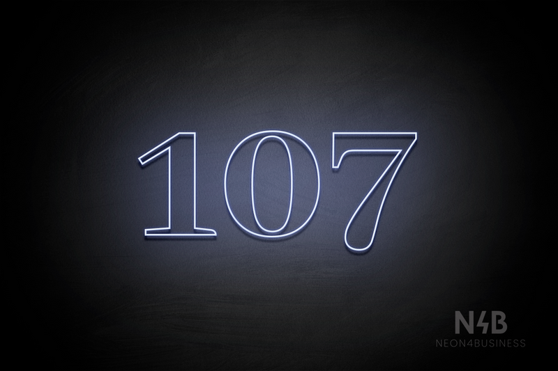 Number "107" (World font) - LED neon sign