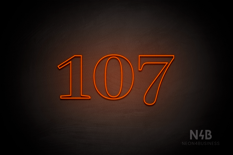 Number "107" (World font) - LED neon sign