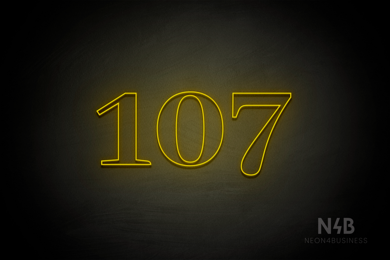 Number "107" (World font) - LED neon sign