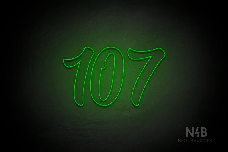 Number "107" (Charming font) - LED neon sign