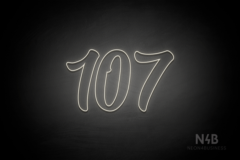 Number "107" (Charming font) - LED neon sign