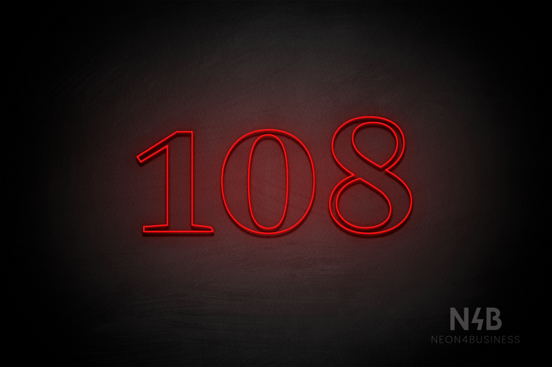 Number "108" (World font) - LED neon sign