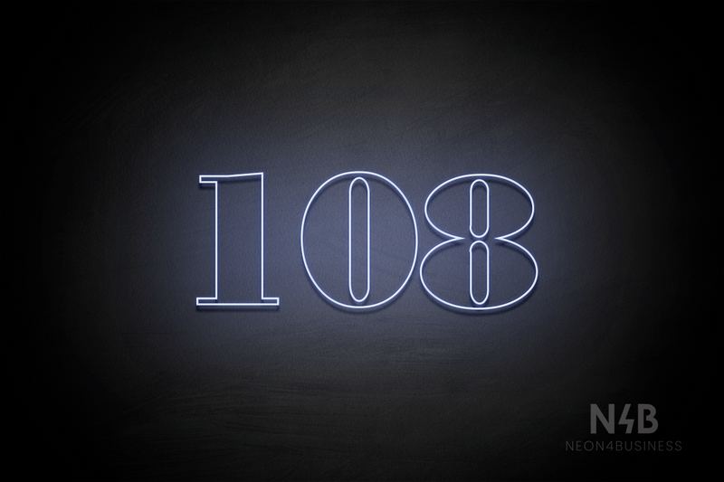 Number "108" (Bodoni Libre font) - LED neon sign