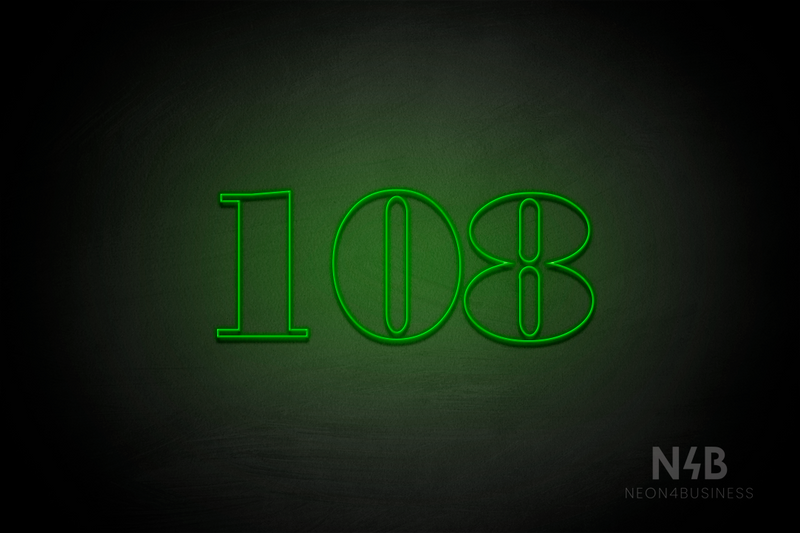 Number "108" (Bodoni Libre font) - LED neon sign