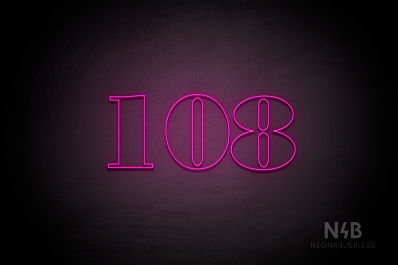 Number "108" (Bodoni Libre font) - LED neon sign