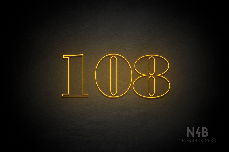 Number "108" (Bodoni Libre font) - LED neon sign