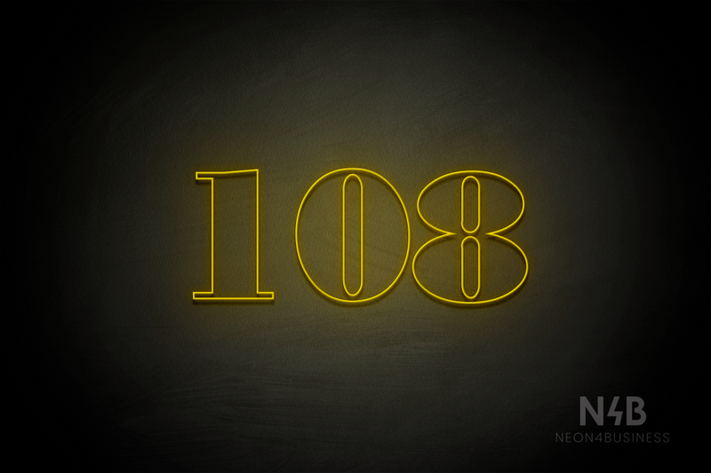 Number "108" (Bodoni Libre font) - LED neon sign